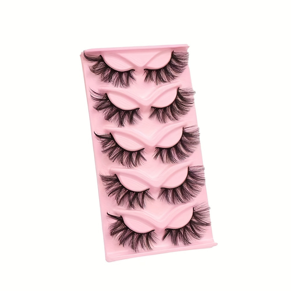 5 Pairs Faux Mink 3D False Eyelashes Natural Cat Eye Curling Thick Eyelashes