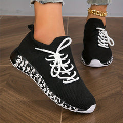 Women's Breathable Knit Sneakers Casual Lace Up Outdoor Shoes