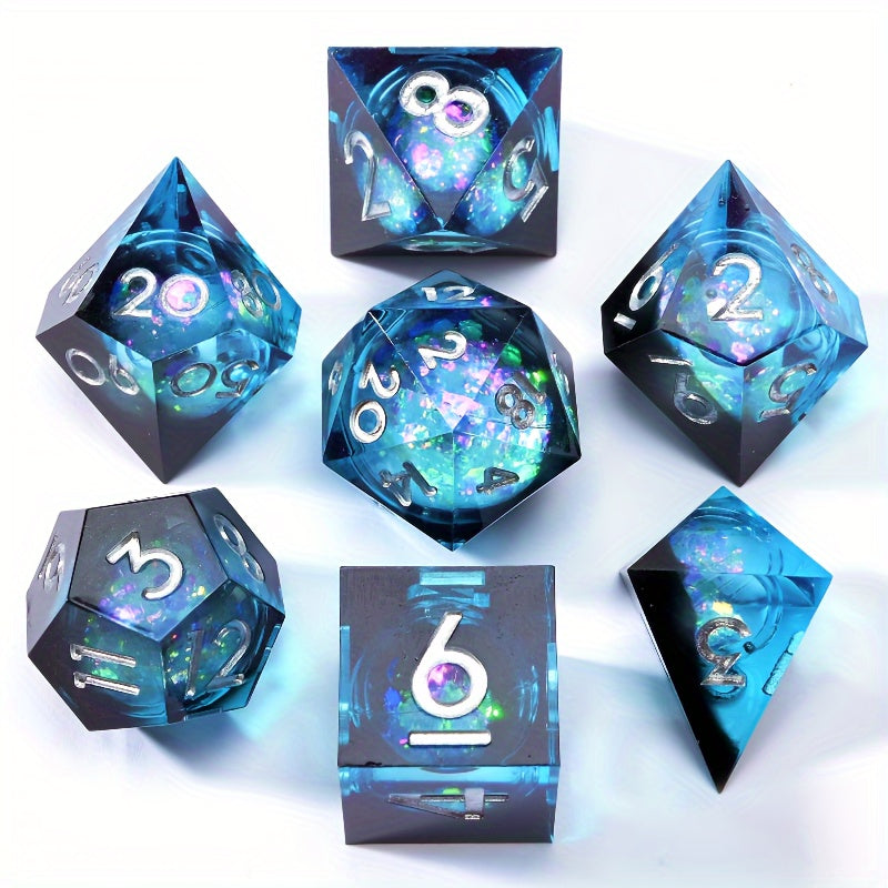 7pcs Sharp Edge Quicksand Eyeball Polyhedral Dice Set for Cosplay Games