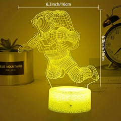 Spaceman 3D Night Light Astronaut Rocket LED Lamp, 16 Colors, Remote Control