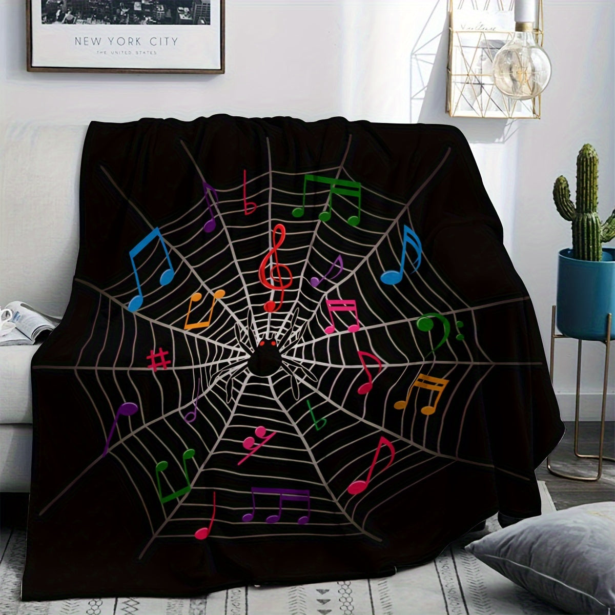 Musical Spider Warm Comfort Blanket for Sofa Bed Camping