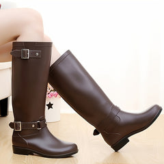 High Top Waterproof Rain Boots Women's Motorcycle Boots