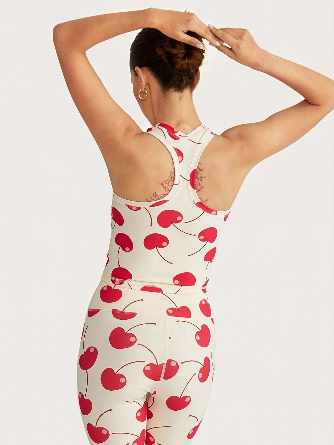 Cherry Print Sports Tank Top Moisture Wicking Yoga Fitness Running