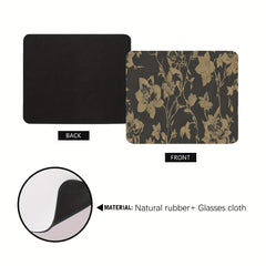 Dark Flower & Grass Small Desktop Mouse Pad Office Home Computer Accessories Pad