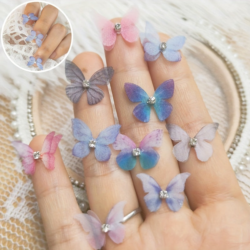 15pcs 3D Tulle Butterfly Mixed Wedding Shooting Props Diy Nail Accessories