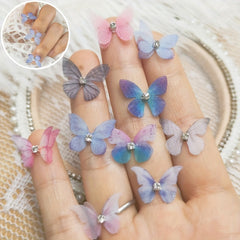 15pcs 3D Tulle Butterfly Mixed Wedding Shooting Props Diy Nail Accessories