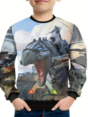 Mechanical Dinosaur Print Kid's Sweatshirt Unisex Pullover