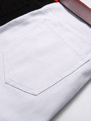 Slim Fit Block Jeans Men's Casual Stretch Street Style Jeans