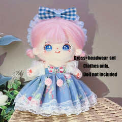 7.87in Doll Clothes Dress Headwear 2pcs Set Doll Accessories Girls Birthday