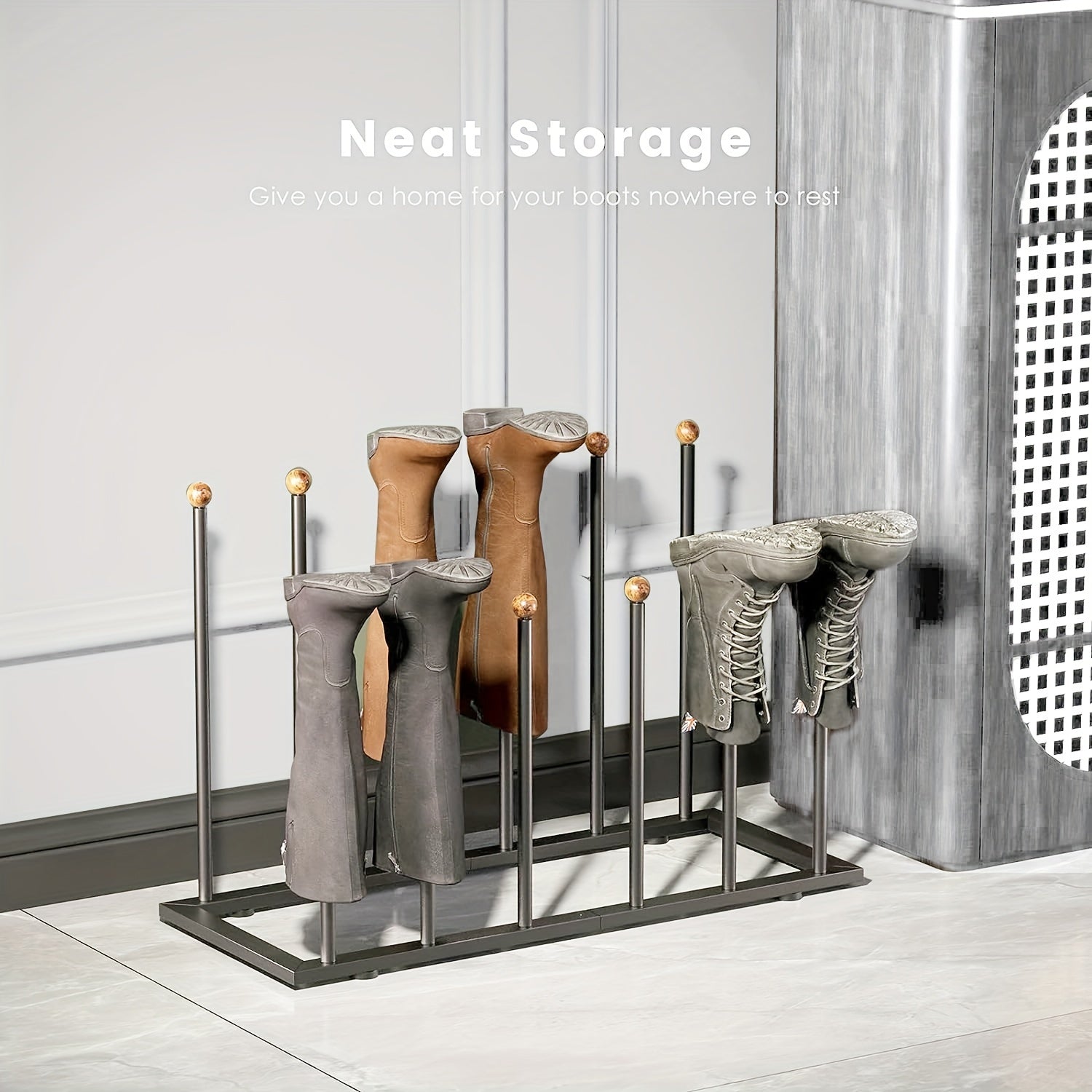 Metal Boots Storage Rack Space Saving Organizer