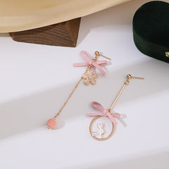 Girls Flower And Rabbit Bow Ear Clip Earrings Children's Birthday Gift
