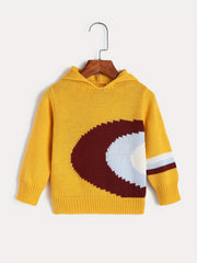 Kids Hooded Jacquard Knit Pullover Long Sleeve Casual Hoodie