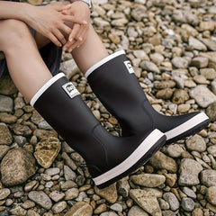 Women's Waterproof Letter Patched Outdoor Rain Boots