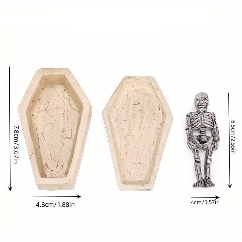 Halloween Coffin & Skeleton Resin Ornaments Dark Shadow Home Decor