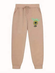 Floral Pattern Joggers Men's Casual Loose Fit Drawstring Pants