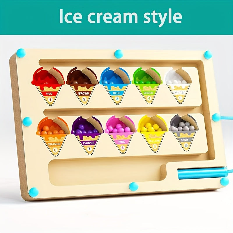 Wooden Magnetic Number Maze Puzzle Toy for Kids