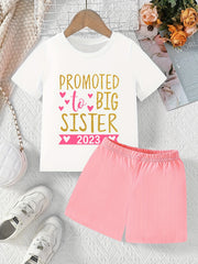 Big Sister 2pcs T-Shirt & Shorts Set Short Sleeve Top Casual Summer Outfit
