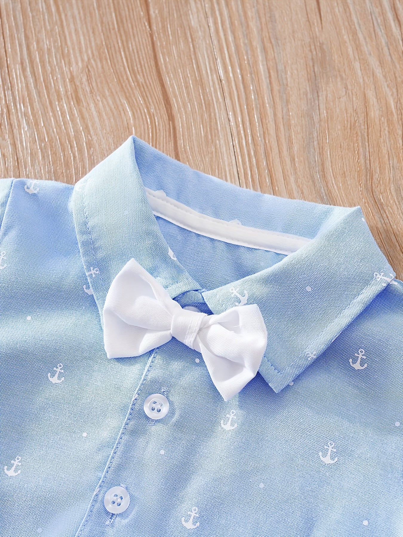 Baby Boy Short Sleeve Cartoon Bow Bodysuit