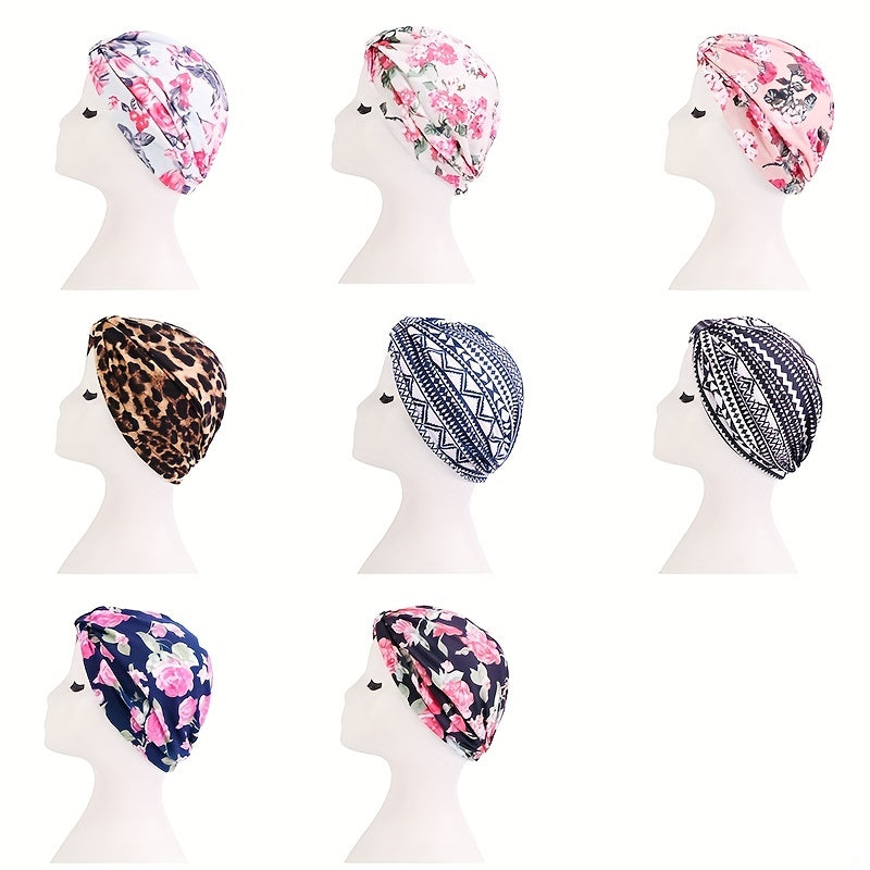 Bowknot Boho Turban Cap Head Wrap Head Scarf Elastic Beanie Chemo