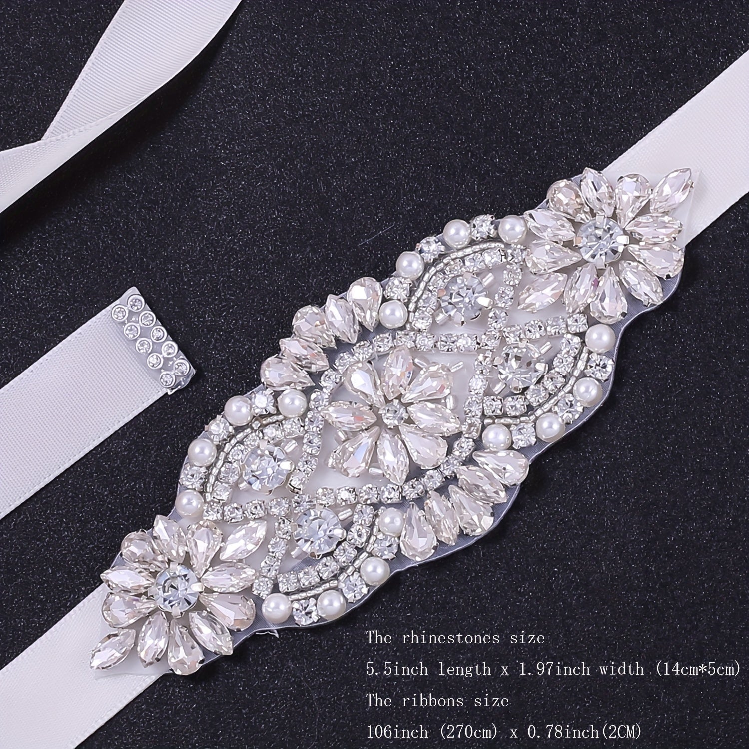 Rhinestone Waistband Satin Ribbon Belt Waist Chain Bridal Wedding Dress