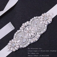 Rhinestone Waistband Satin Ribbon Belt Waist Chain Bridal Wedding Dress