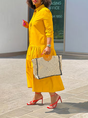 Solid Long Sleeve Shirt Dress With Pockets
