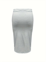 Casual Skirt Women's Plus Solid Elastic Drawstring Slight Stretch