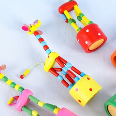 4pcs Swing Station Bucket Animal Finger Toy Wooden Giraffe Dance Toy