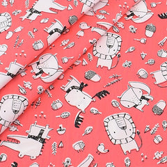7pcs Cartoon Animal Print Fabric DIY Patchwork Cloth Set