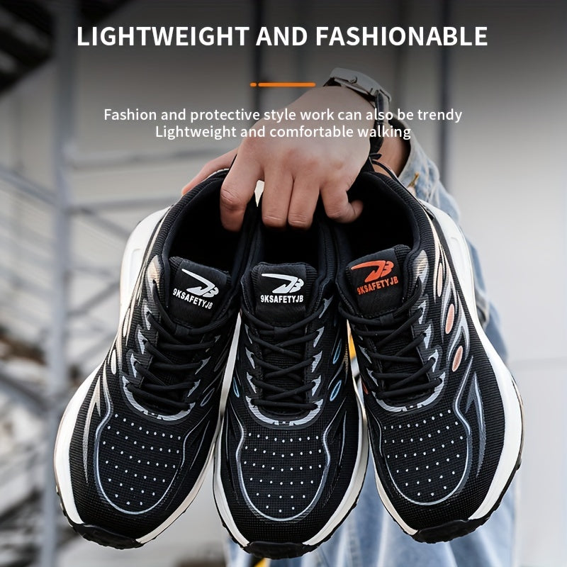 Men's Striped Work Safety Shoes Puncture-Proof Anti-skid Steel Toe Lightweight