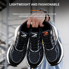Men's Striped Work Safety Shoes Puncture-Proof Anti-skid Steel Toe Lightweight