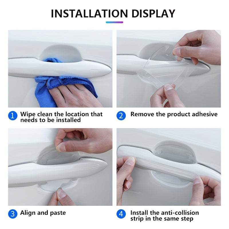 8Pcs Car Door Handle Sticker Scratch Resistant Cover Auto Protection Film