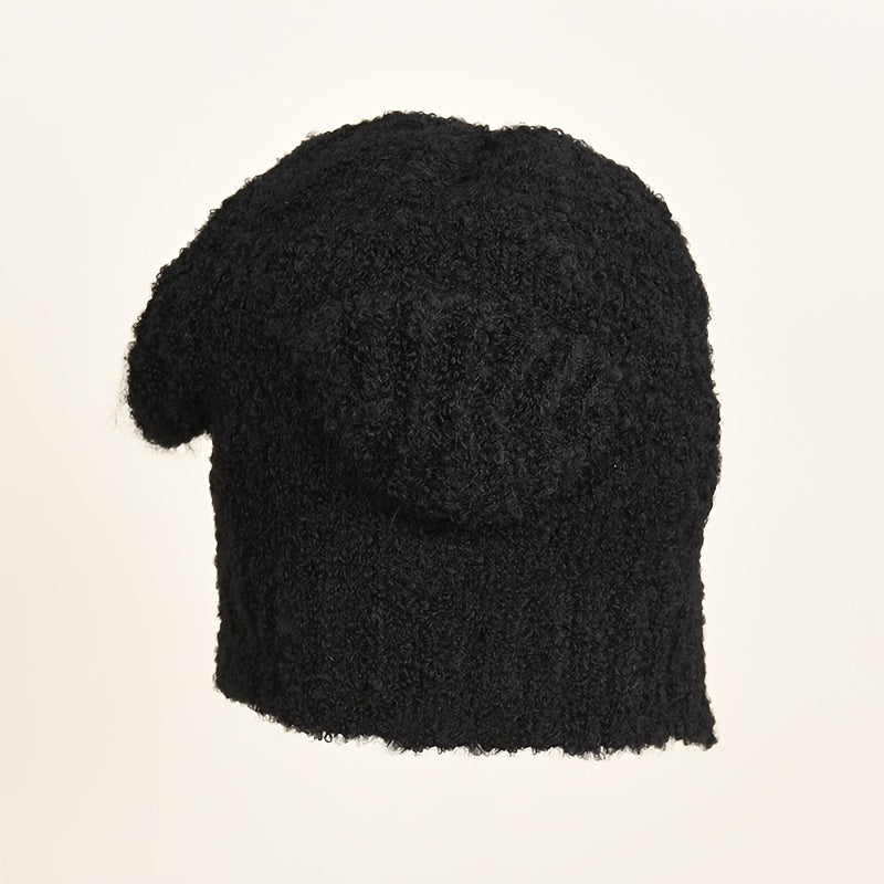 Ladies Short Fleece Hat Solid Outdoor Winter Warm Knitted Hat