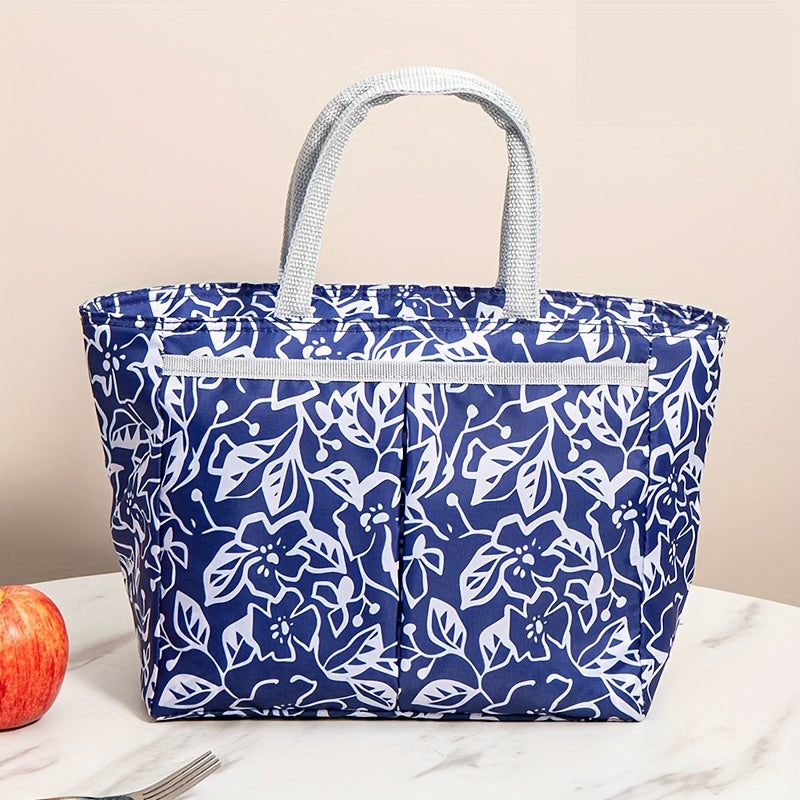 Large Capacity Printed Insulated Lunch Bag for Picnic