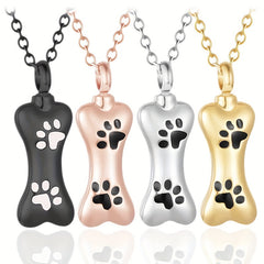 Stainless Steel Paw Bone Pendant Cremation Urn Necklace