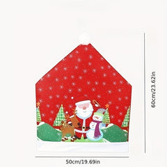 1pc Christmas Chair Cover Santa Claus Snowman Dining Chair Sofa Cover