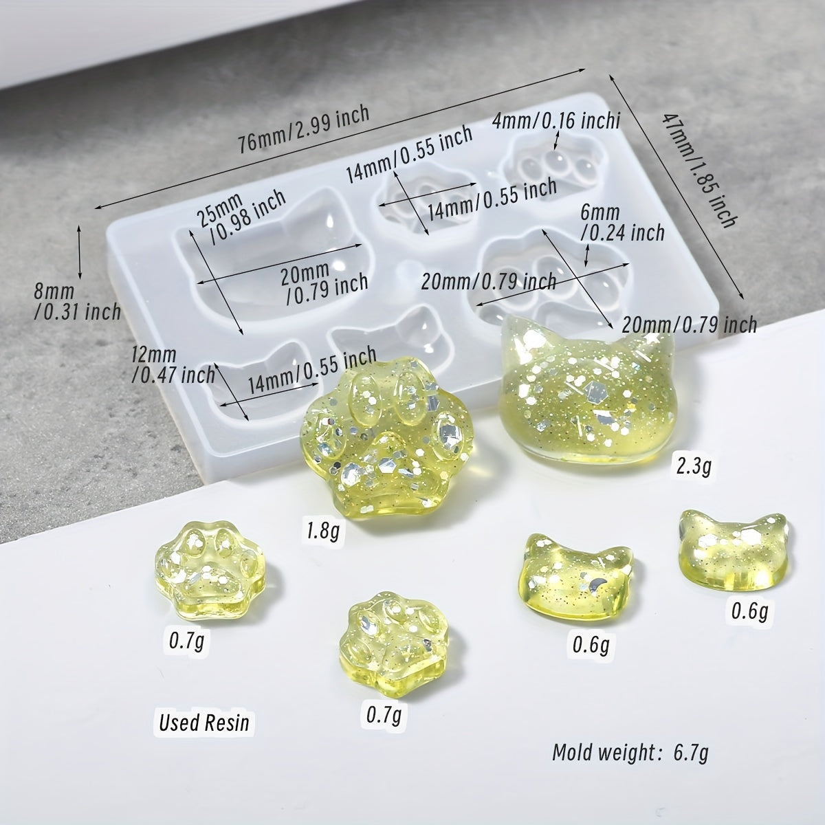 Lovely Cat Bear Palm Drop Glue Mold Epoxy Resin Cat Clay Mold
