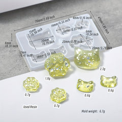Lovely Cat Bear Palm Drop Glue Mold Epoxy Resin Cat Clay Mold