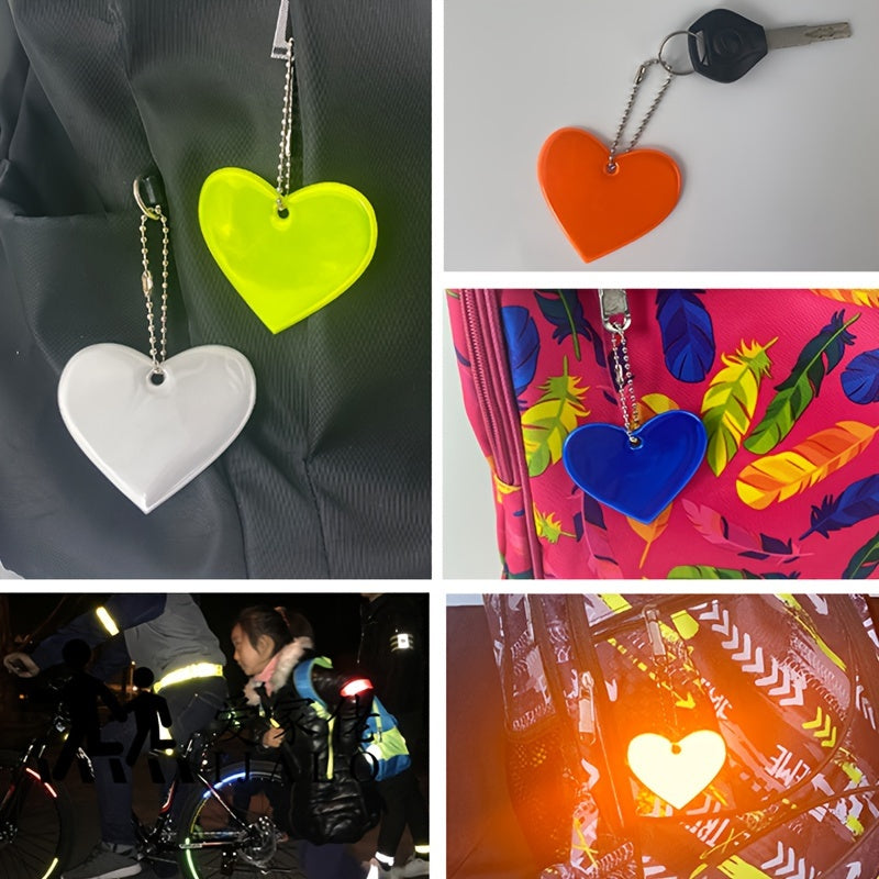 Love Shaped Reflective Pendant Keychain Backpack Glow in the Dark