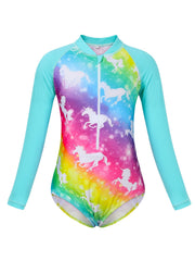 Toddler Girls Fish Scales Long Sleeve One Piece Swimsuit