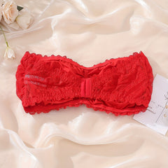 Women's Plus Ruched Heart Lace Tube Bra