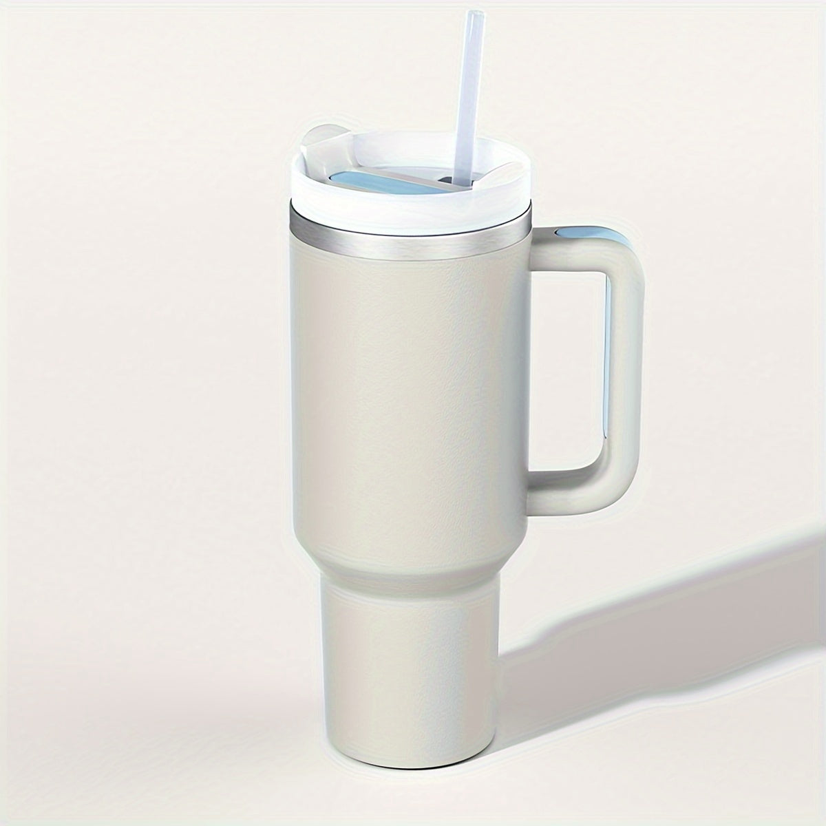 1200ml Solid Tumbler With Handle & Straw Stainless Steel Insulated Travel Mug