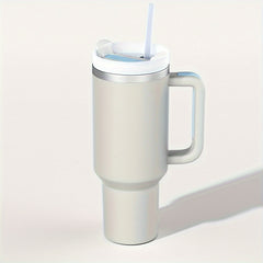 1200ml Solid Tumbler With Handle & Straw Stainless Steel Insulated Travel Mug