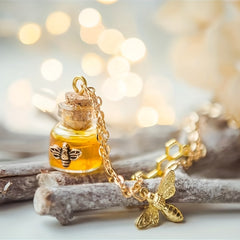 Cartoon Bee Honey Pendant Necklace for Kids
