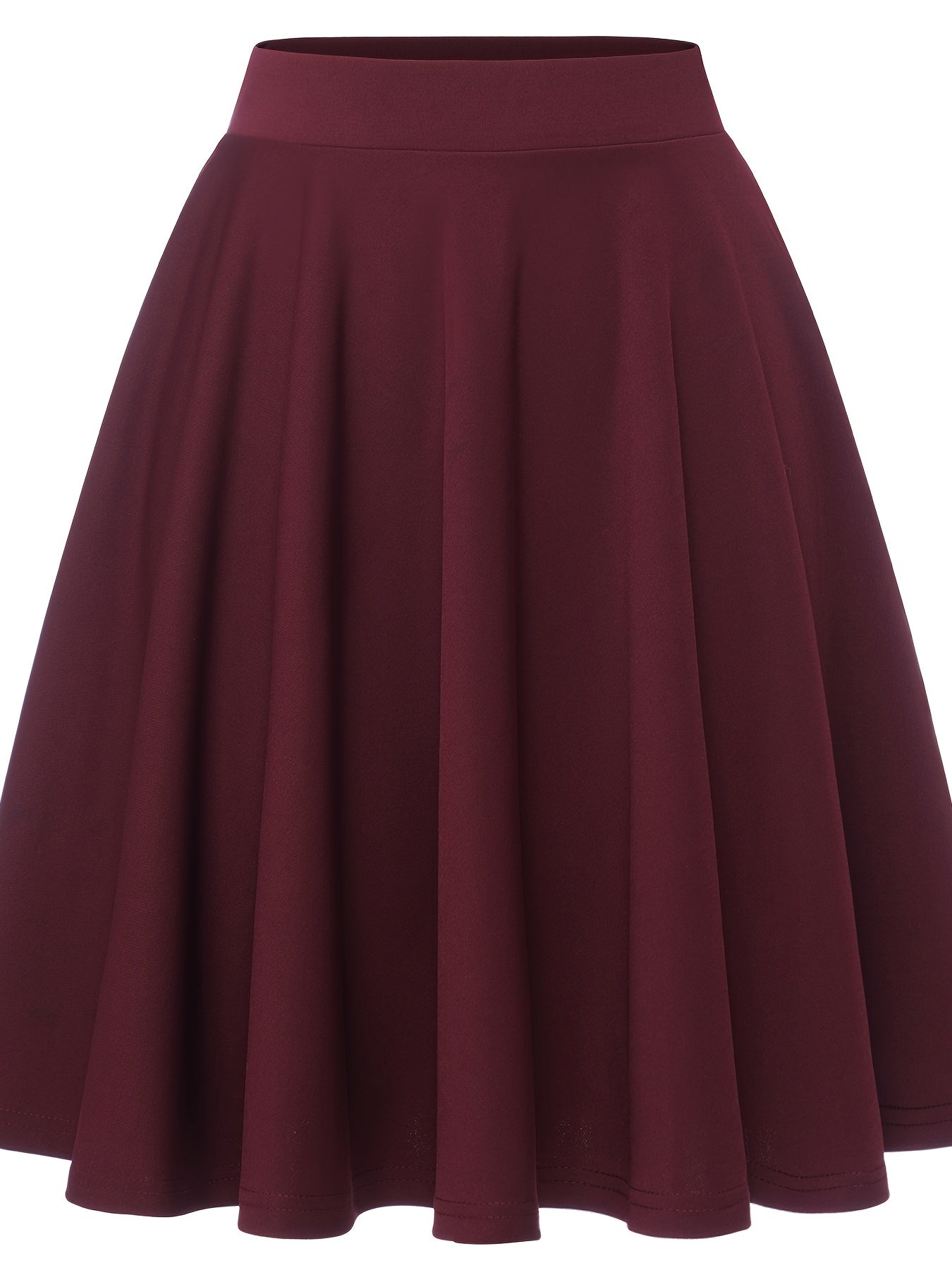 Casual Slim Skater Skirt High Waisted Solid Skirt
