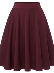 Casual Slim Skater Skirt High Waisted Solid Skirt