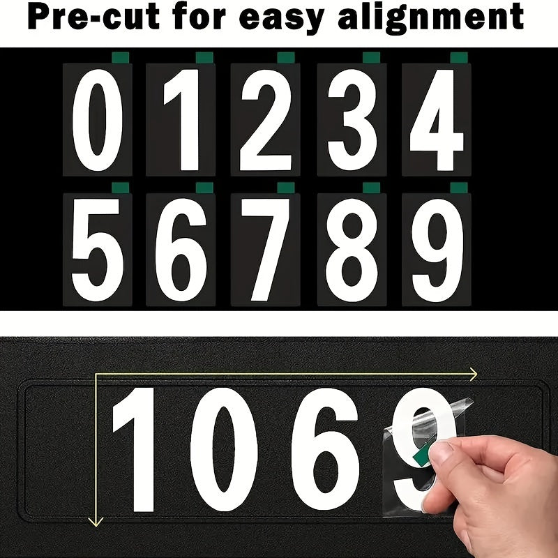 3pcs Reflective Mailbox Number Set Modern Vinyl Waterproof Sticker