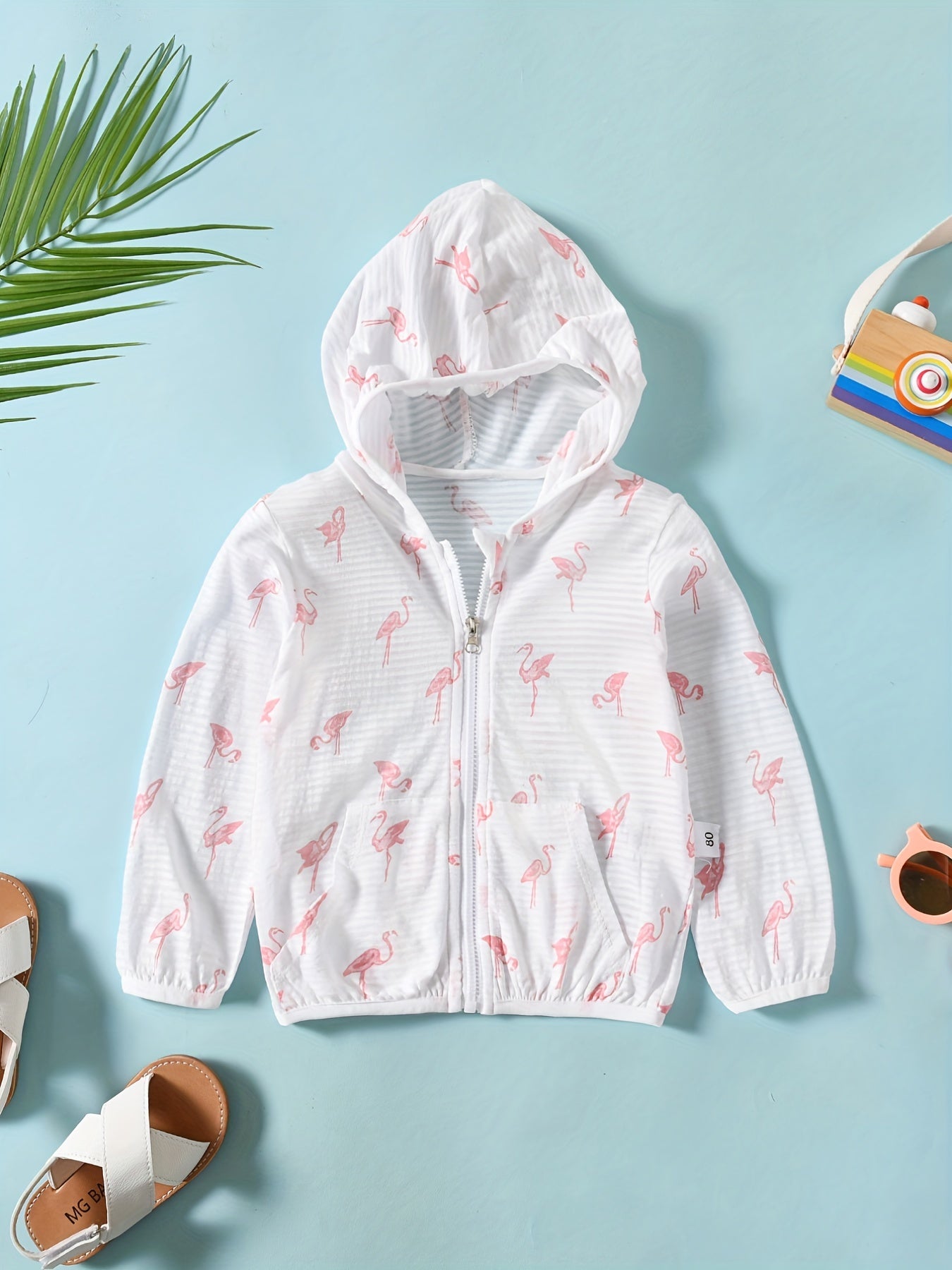 Toddler Girls Flamingo Sun Protection Hooded Shirt Jackets