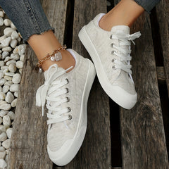 Women's Solid Canvas Shoes Casual Lace Up Daily Travel Shoes Lightweight