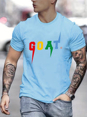 Men's Colorful 'GOAT' Graphic T-shirt for Summer
